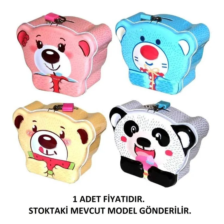 HUN BEST S-217 (13-13) PANDA AYICIK KİLİTLİ METAL KUMBARA 3+ - TEKLİ