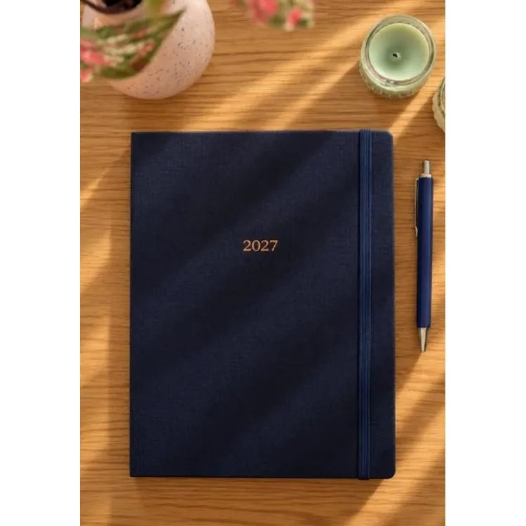 VICTORIA'S JOURNALS 226-2302 19X25 A4 CLASSIC SERT KAPAK CEPLİ LASTİKLİ HAFTALIK AJANDA - LACİVERT
