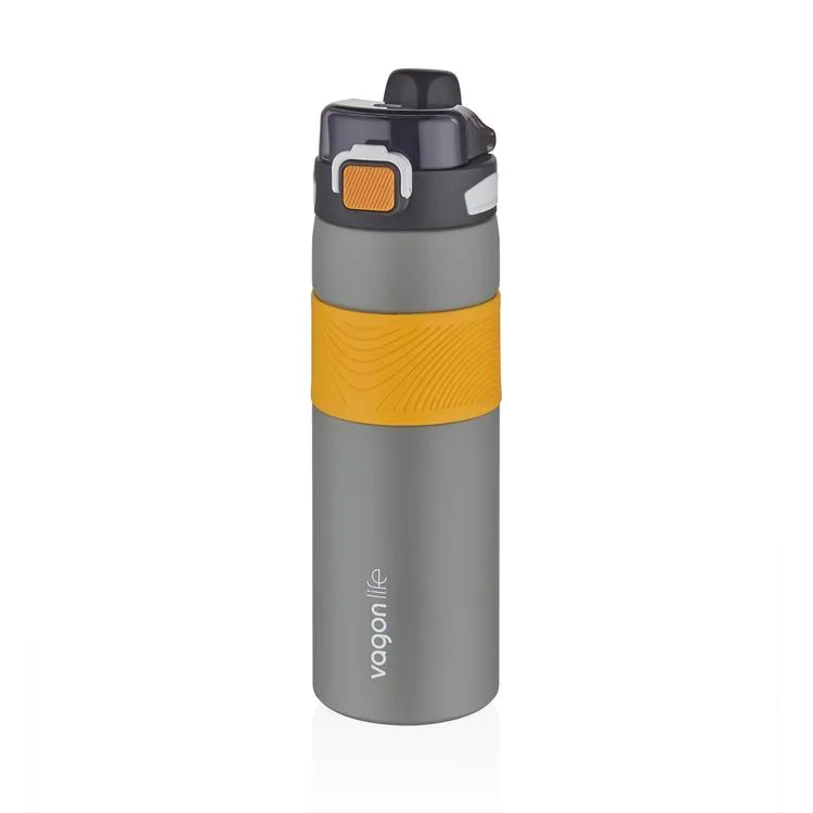 VAGONLİFE KİLİTLİ PİPETLİ / PİPETSİZ KULLANIM ÇELİK MATARA 032 800ML GREY
