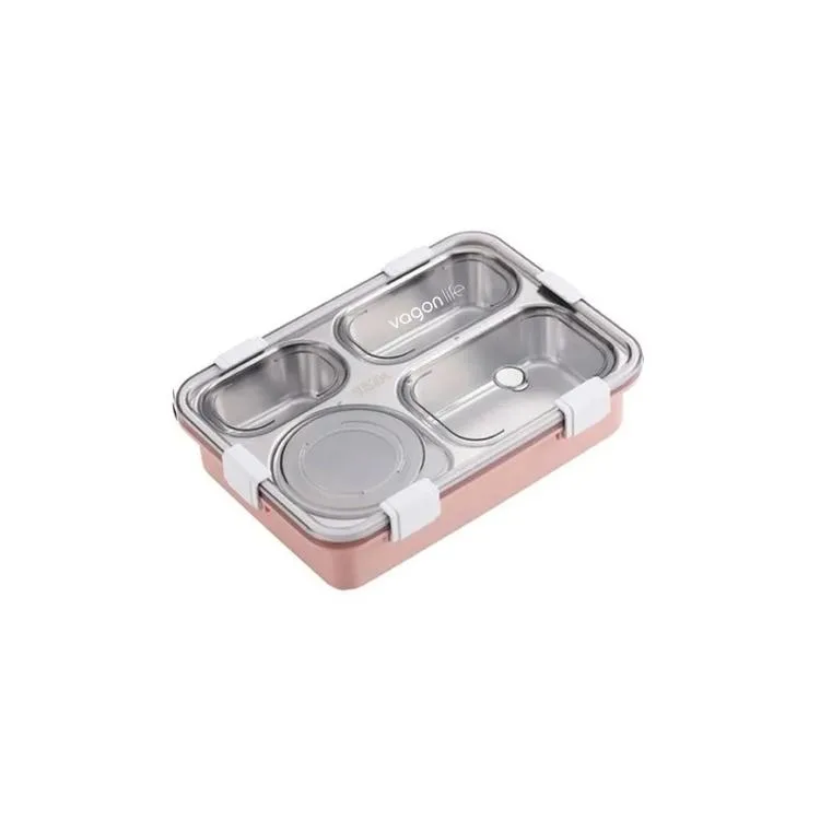 VAGONLİFE PASLANMAZ ÇELİK BÖLMELİ YEMEK KABI - LUNCH BOX 4 BÖLMELİ BL50433-1 850 ML - PUDRA