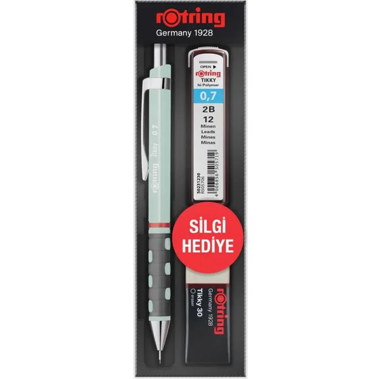 ROTRING TIKKY VERSATİL + MİN + SİLGİ 3'LÜ OKUL SETİ - 0.7 mm OPAL MAVİ
