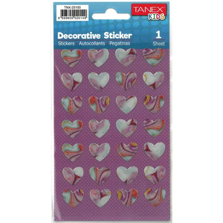 TANEX KIDS TNX-25100 DEKORATİF ETİKETLER - PUFFY KALP SERİSİ STICKER - TEKLİ