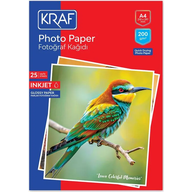 KRAF 2200 PARLAK FOTOĞRAF KAĞIDI A4 200g 25'Lİ