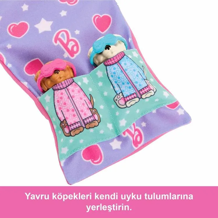 BARBIE HXN01 BARBIE KÖPEKCİKLERİ PİJAMA PARTİSİ OYUN SETİ 3+