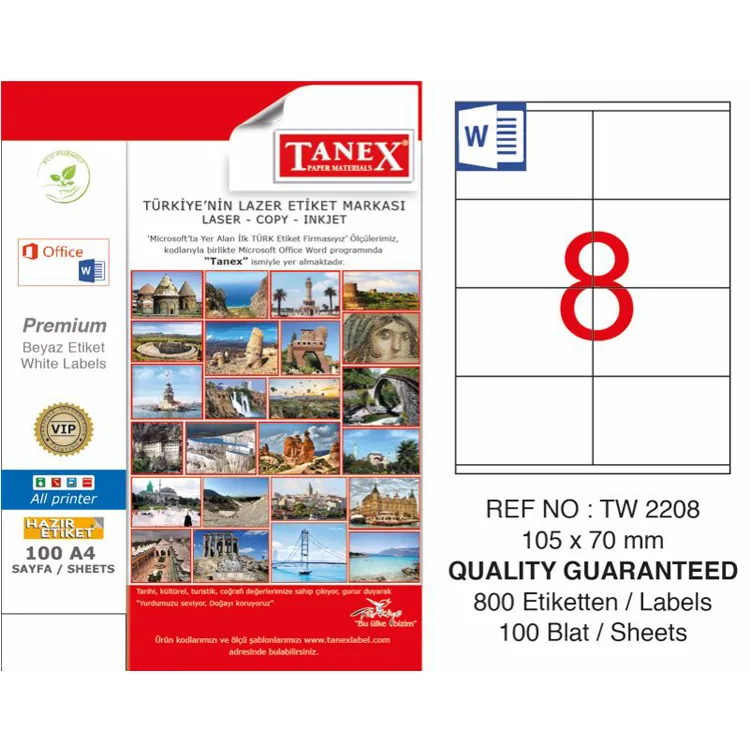 TANEX 105x70 mm LASER ETİKET TW-2208