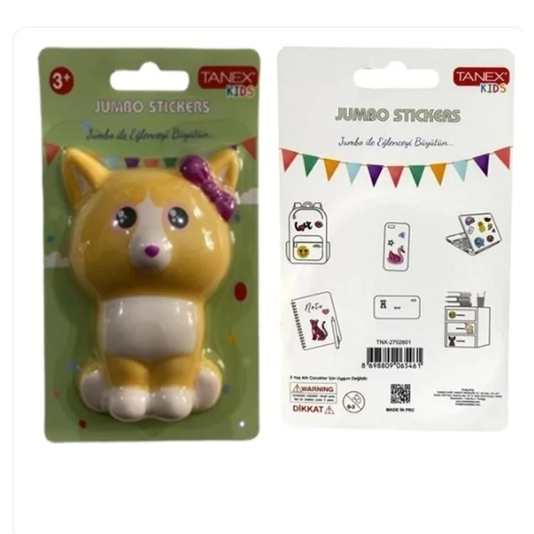 TANEX KIDS TNX-2700901 JUMBO STICKER - SQUISHY JUMBO PUFFY TOKALI KEDİ - 1 ADET