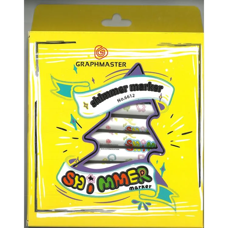 KARSLIOĞLU 6612 GRAPHMASTER SHIMMER IŞILTILI MARKER KALEM SETİ 12'Lİ (RENK) KARTON KUTU