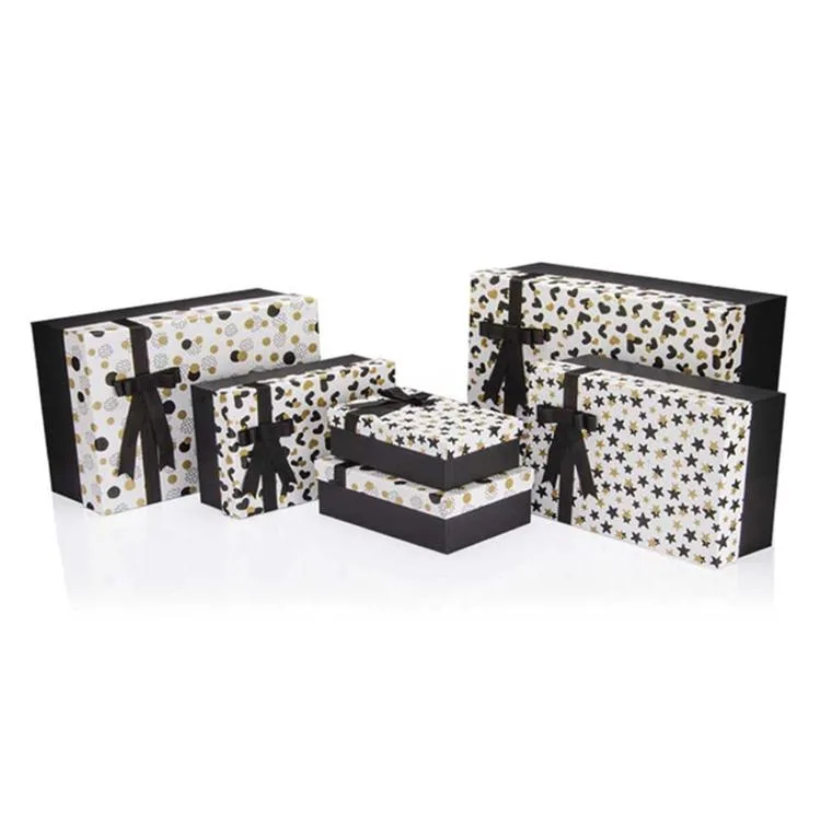 GIPTA BLACK WHITE GOLD DİKDÖRTGEN HEDİYE KUTUSU BX6856 B 140x200x80mm - TEKLİ