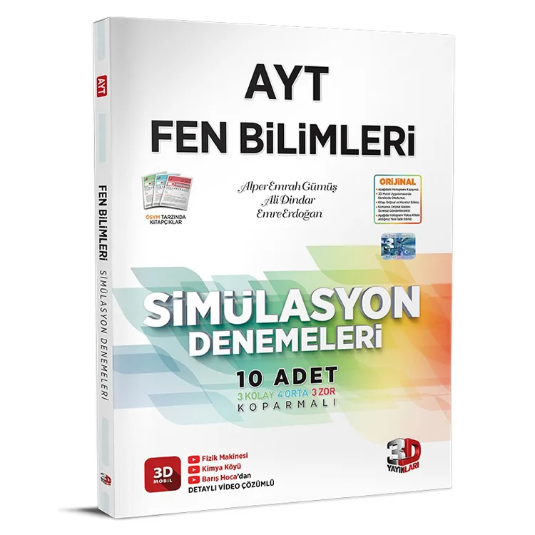 3D TYT FEN BİLİMLERİ SİMÜLASYON 10'LU DENEMELERİ - 2023