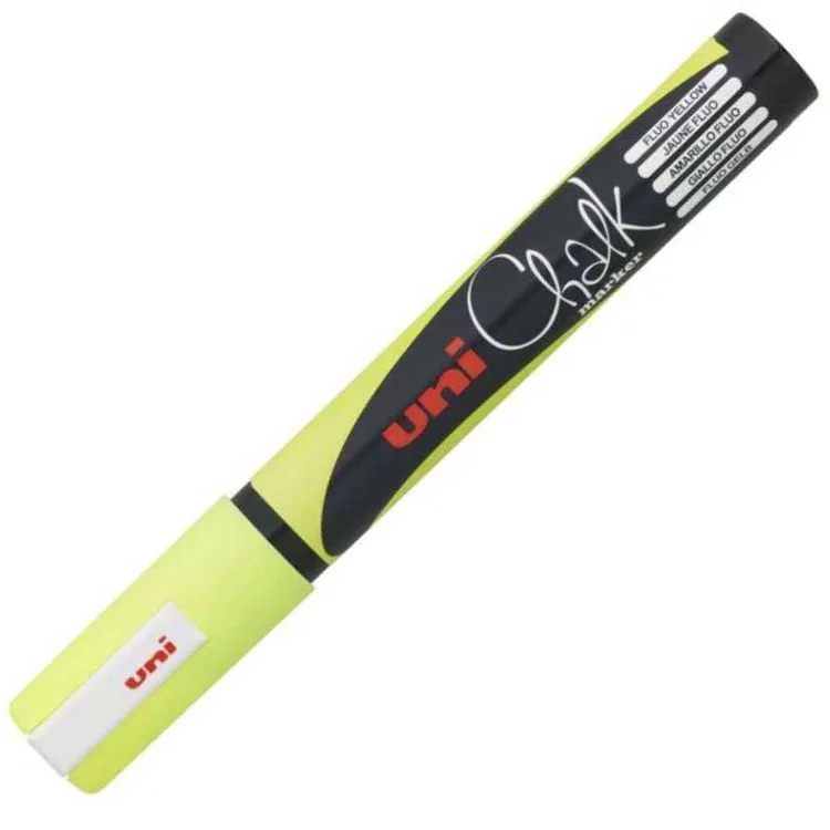 UNİ BALL PWE-5M CHALK SU BAZLI SİYAH TAHTA MARKÖRÜ 1.8-2.5 FLORESAN SARI