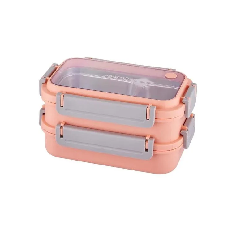 VAGONLİFE ÇELİK YEMEK KABI 2 KATLI BÖLMELİ 1200 ML - LUNCH BOX BL2215 PEMBE