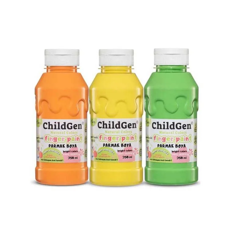CHILDGEN NATUREL COLORS - PARMAK BOYASI CANLI PASTEL RENKLER 3'LÜ SET 350ML YEŞİL-TURUNCU-SARI