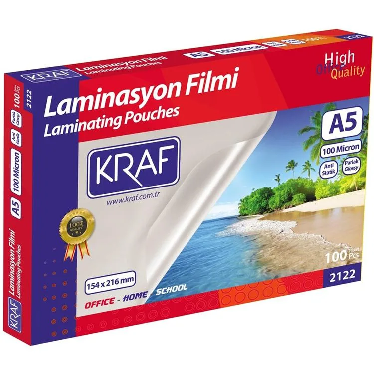 KRAF LAMİNASYON FİLMİ PARLAK A5 105 MİC 100'LÜ 2122