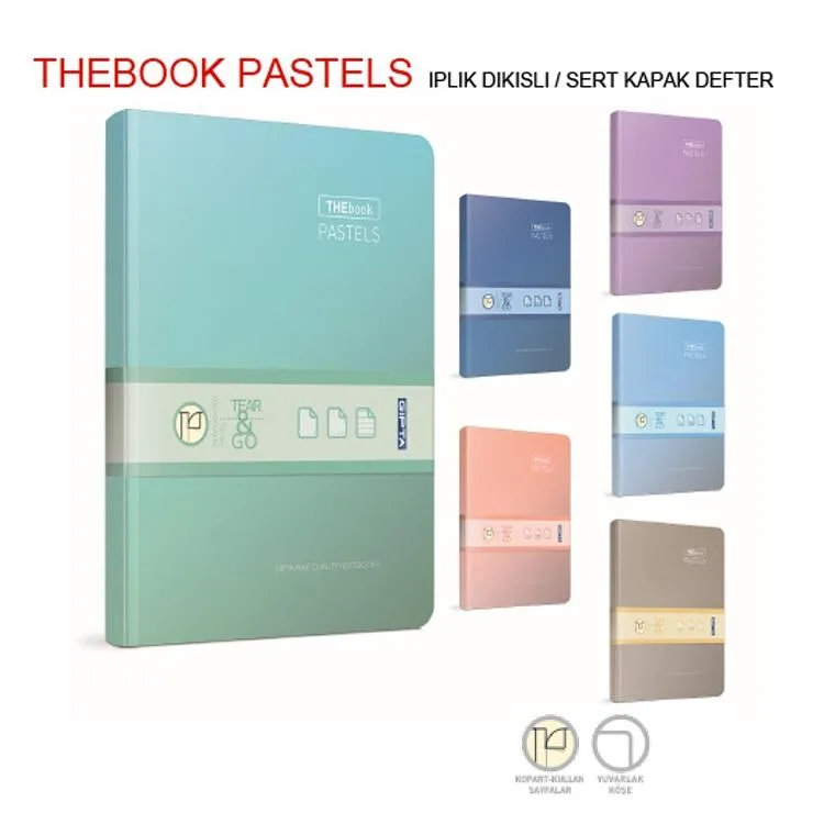 GIPTA THEBOOK PASTELS İPLİKLİ DİKİŞLİ SERT KAPAK DEFTER 17X24 160YP. ÇİZGİSİZ - 3311