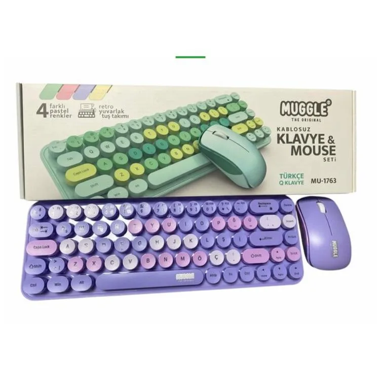 MUGGLE MU-1763M KABLOSUZ KLAVYE MOUSE SETİ - MOR