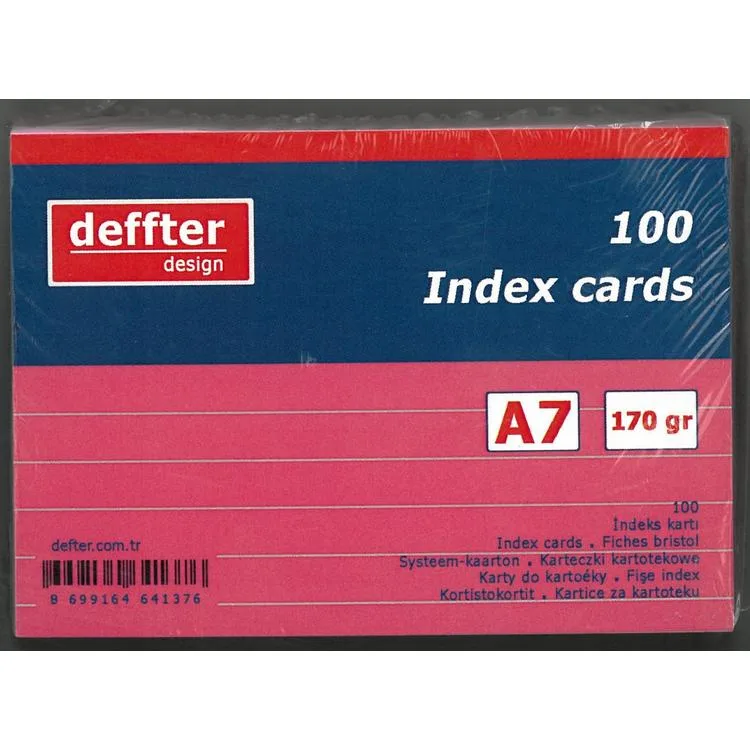 DEFFTER INDEX KARTI A7 PEMBE ÇİZGİLİ