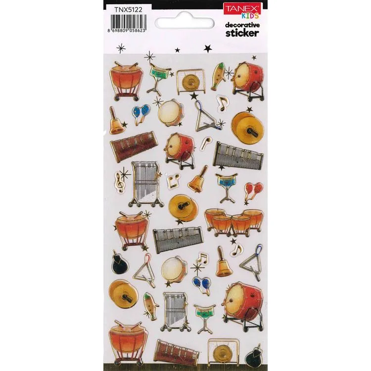 TANEX KIDS TNX-5122 DEKOTARİF ETİKETLER - KABARTMALI DAMLA MÜZİK ALETLERİ 3 - 1 ADET
