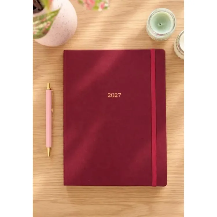 VICTORIA'S JOURNALS 226-2303 19X25 A4 CLASSIC SERT KAPAK CEPLİ LASTİKLİ HAFTALIK AJANDA - KIRMIZI