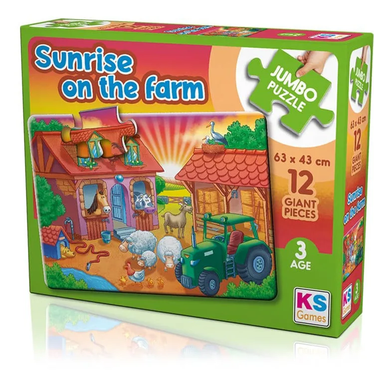 KS GAMES JP31005 SUNRISE ON THE FARM 63x43cm JUMBO YAPBOZ/PUZZLE 12 PARÇA 3YAŞ