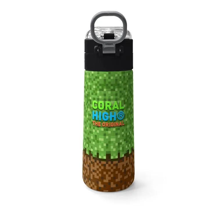 CORAL HIGH 31992 KIDS HIGH CRAFT DESENLİ PİPETLİ VE DİREKT İÇİM ÇELİK TERMOS 500ML