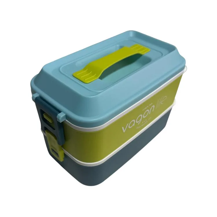 VAGONLİFE PASLANMAZ ÇELİK YEMEK KABI 2 KATLI 3 BÖLMELİ LUNCH BOX VGN6744 1200ML - MAVİ