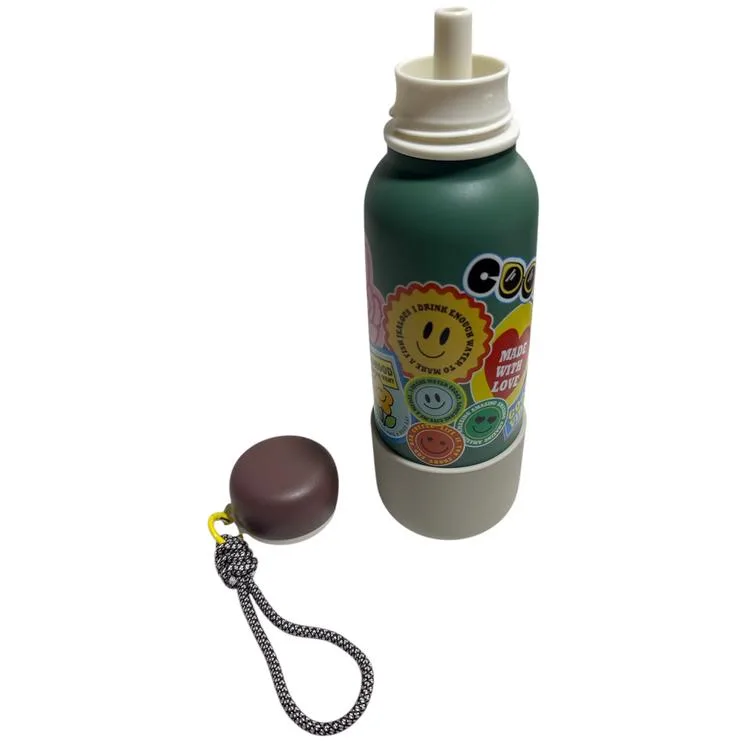 VAGONLİFE ÇELİK PİPETLİ KULLANIM İP EL ASKILI MATARA/TERMOS VGN1105 550ML - YEŞİL