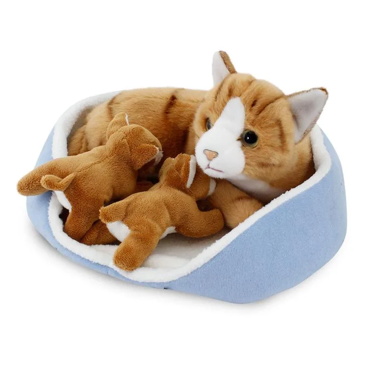 NECOTOYS ANIMALS OF THE WORLD 20895 SEPETTE YAVRULU KEDİ PELUŞ
