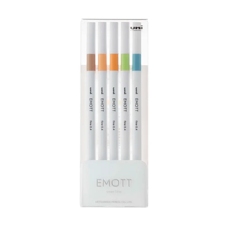 UNİ BALL EMOTT 0.4 FİNE AKRİLİK UÇLU KALEM 5'Lİ DOĞA RENKLER