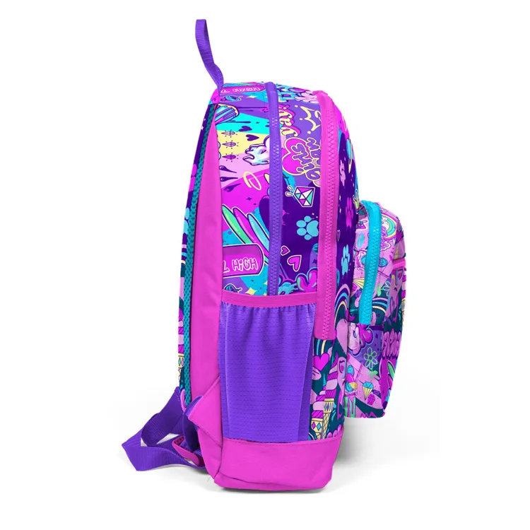 CORAL HIGH 23760 KIDS PEMBE MOR GRAFİTİ DESENLİ DÖRT BÖLMELİ SIRT ÇANTASI