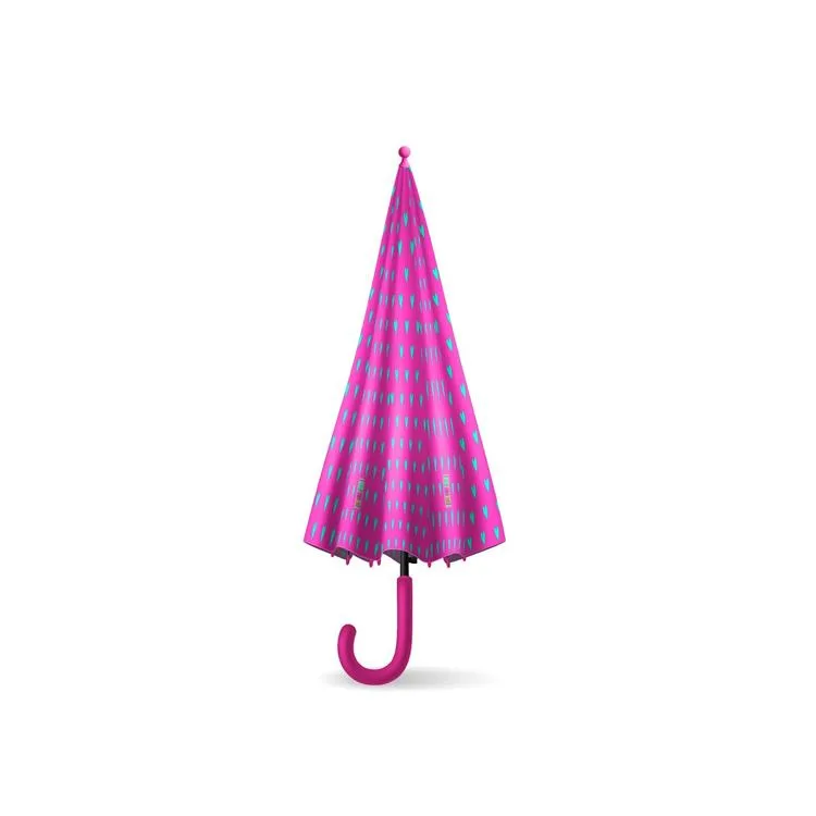 CORAL HIGH 12660 KIDS NEON PEMBE SU YEŞİLİ KALP DESENLİ ÇOCUK ŞEMSİYESİ