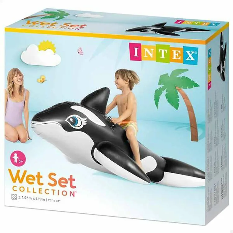 İNTEX WET SET 58561NP ŞİŞİRİLEBİLİR ÇOCUK BALİNA BİNİCİ TUTMAÇLI 193x119cm