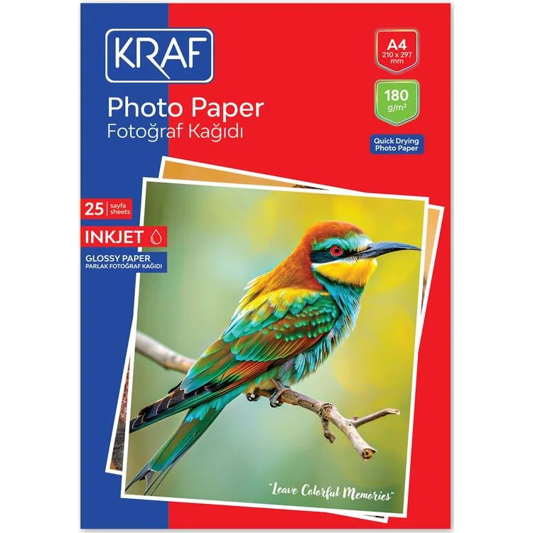 KRAF 2180 PARLAK FOTOĞRAF KAĞIDI A4 180g 25'Lİ