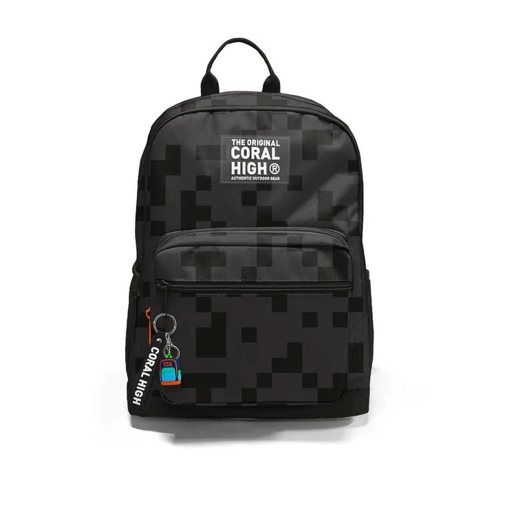 CORAL HIGH 23694 SİYAH BLOK DESENLİ DÖRT BÖLMELİ SIRT ÇANTASI