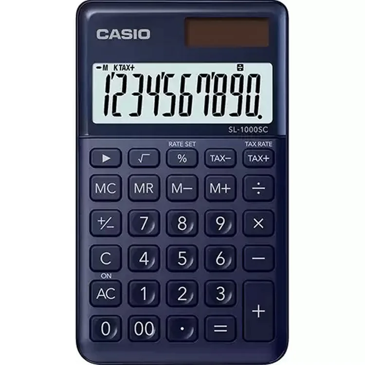 CASIO SL1000SC-NY-N-DP 10 HANE HESAP MAKİNESİ - KOYU MAVİ