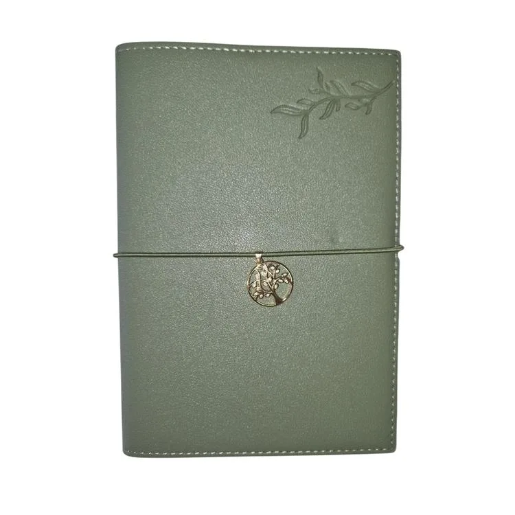 VICTORIA'S JOURNALS CHARM HAYAT AĞACI 126-2744 VEGAN DERİ KAPAK 13X18 cm 100 gr. 96 YP. KREM ÇİZGİLİ DEFTER HAKİ YEŞİL