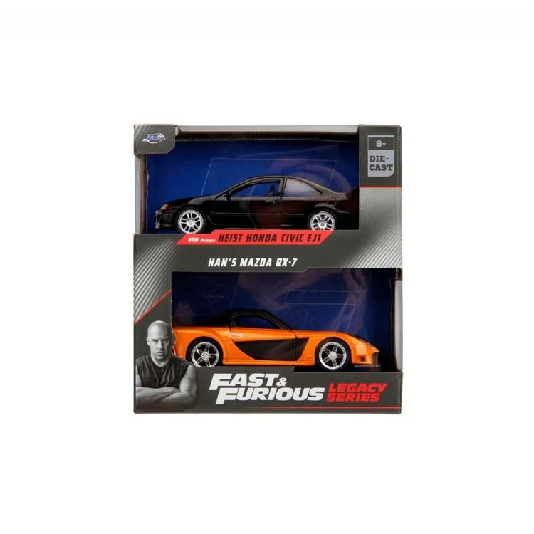 SİMBA JADA 3202011 1:32 HANS MAZDA RX7 & HEIST HONDA CIVIC EJ1 DIE CAST 2'Lİ ARABA KUTULU 8+