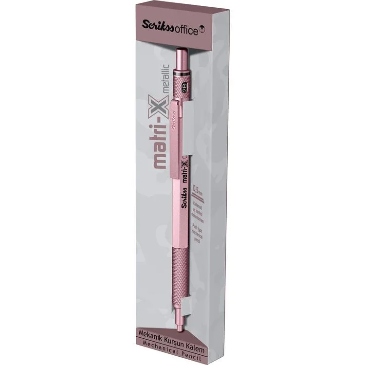 SCRIKSS MATRI-X VERSATİL KALEM 0.5 ŞEFFAF AMBALAJ METALİK AÇIK PEMBE