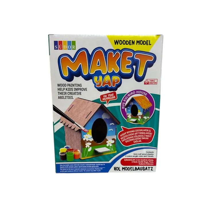 SÜDOR MD2-02 KUTULU AHŞAP MAKETKUŞ EVİ BOYAMA SETİ KÜÇÜK
