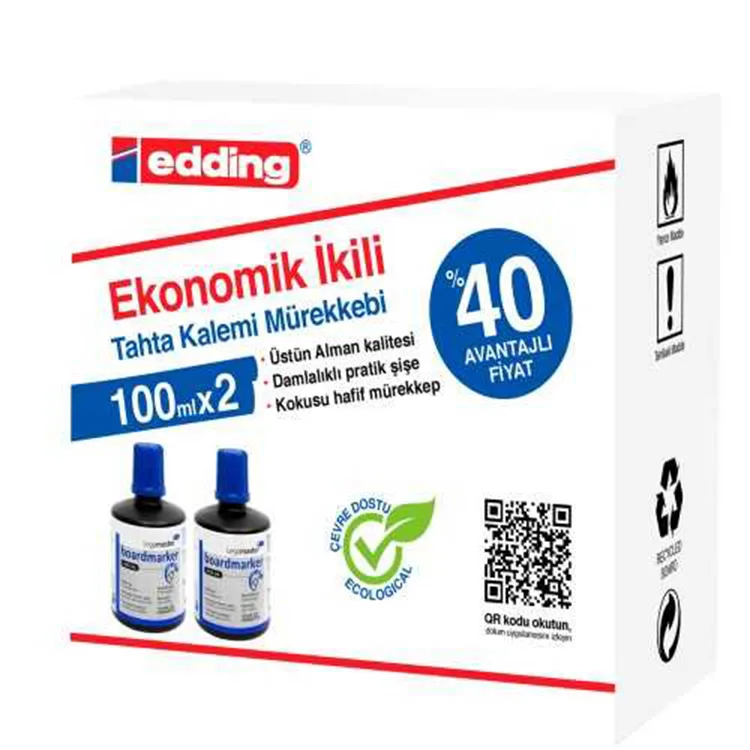 EDDING LM1199K203 TAHTA KALEM MÜREKKEBİ 2'Lİ x100 ML MAVİ