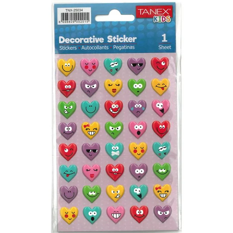 TANEX KIDS TNX-25034 DEKORATİF ETİKETLER - GÜLEN KALP SERİSİ STICKER