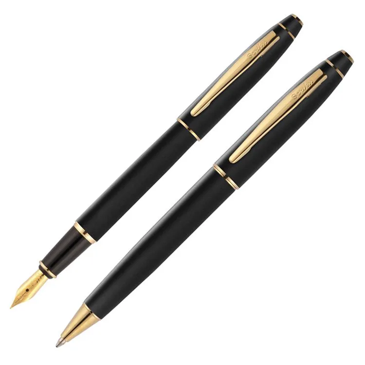 SCRIKSS 35 DOLMAKALEM+TÜKENMEZ KALEM TAKIM MAT SİYAH ALTIN