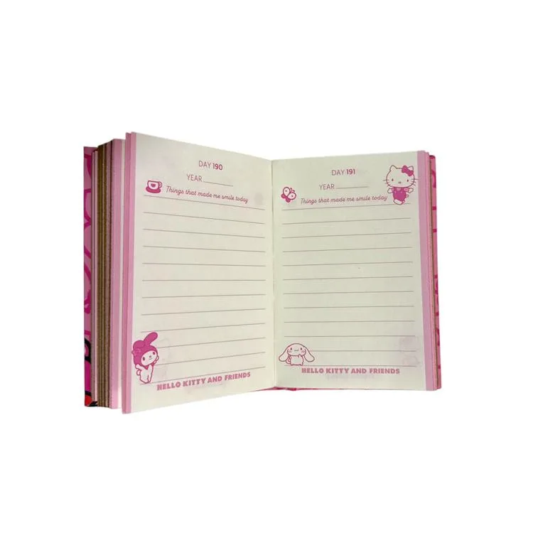 VICTORIA'S JOURNALS 525-1990 HELLO KITTY AND FRIEDNS A7 SERT KAPAK GÜNLÜK AJANDA 80 GR. 368 SAYFA - BEYAZ