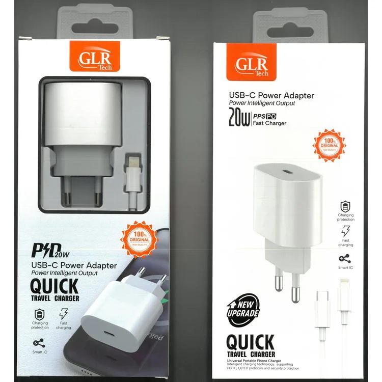 GLRTECH TRW400 USB-C POWER ADAPTER 20W BEYAZ ŞARJ CİHAZI