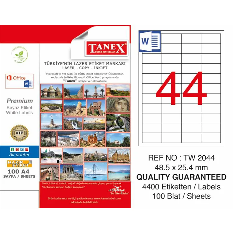 TANEX 48.5x25.4mm LASER ETİKET TW-2044