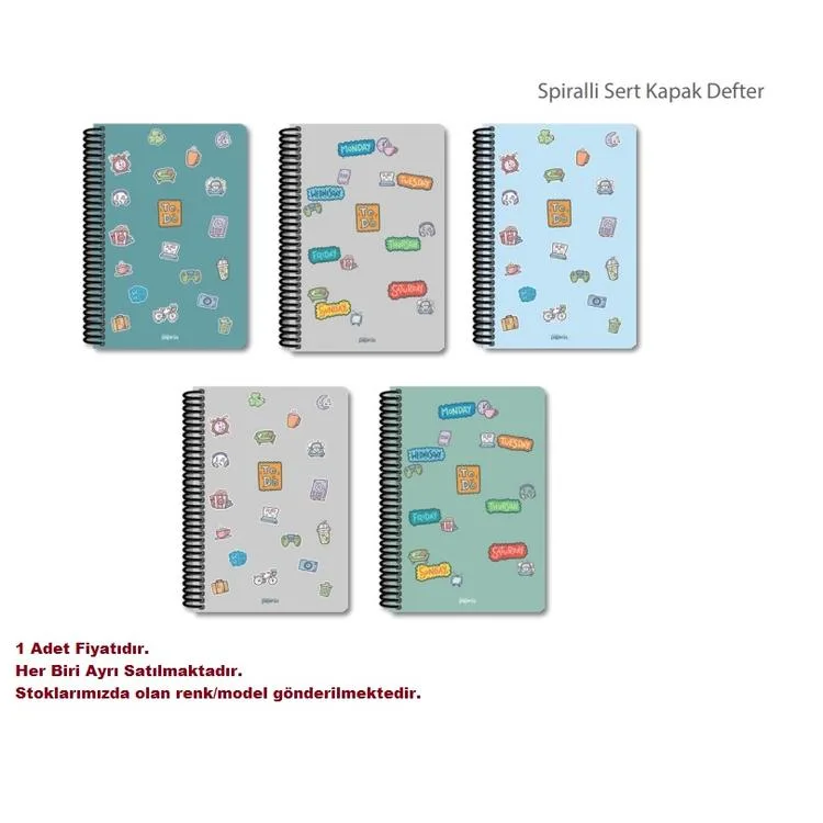 PAPİRÜS TO DO MIX SERT KAPAK SPİRALLİ 14X19 120YP. KARELİ DEFTER - TEKLİ