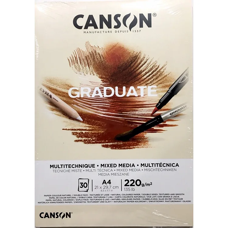 CANSON A4 GRADUATE MİX MEDİA NATUREL RESİM DEFTERİ 220GR. 30 YP.